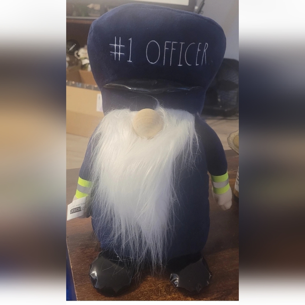 Rae Dunn Number 1 Officer Police Policemen Sergeant Gnome Novelty Plush 14”